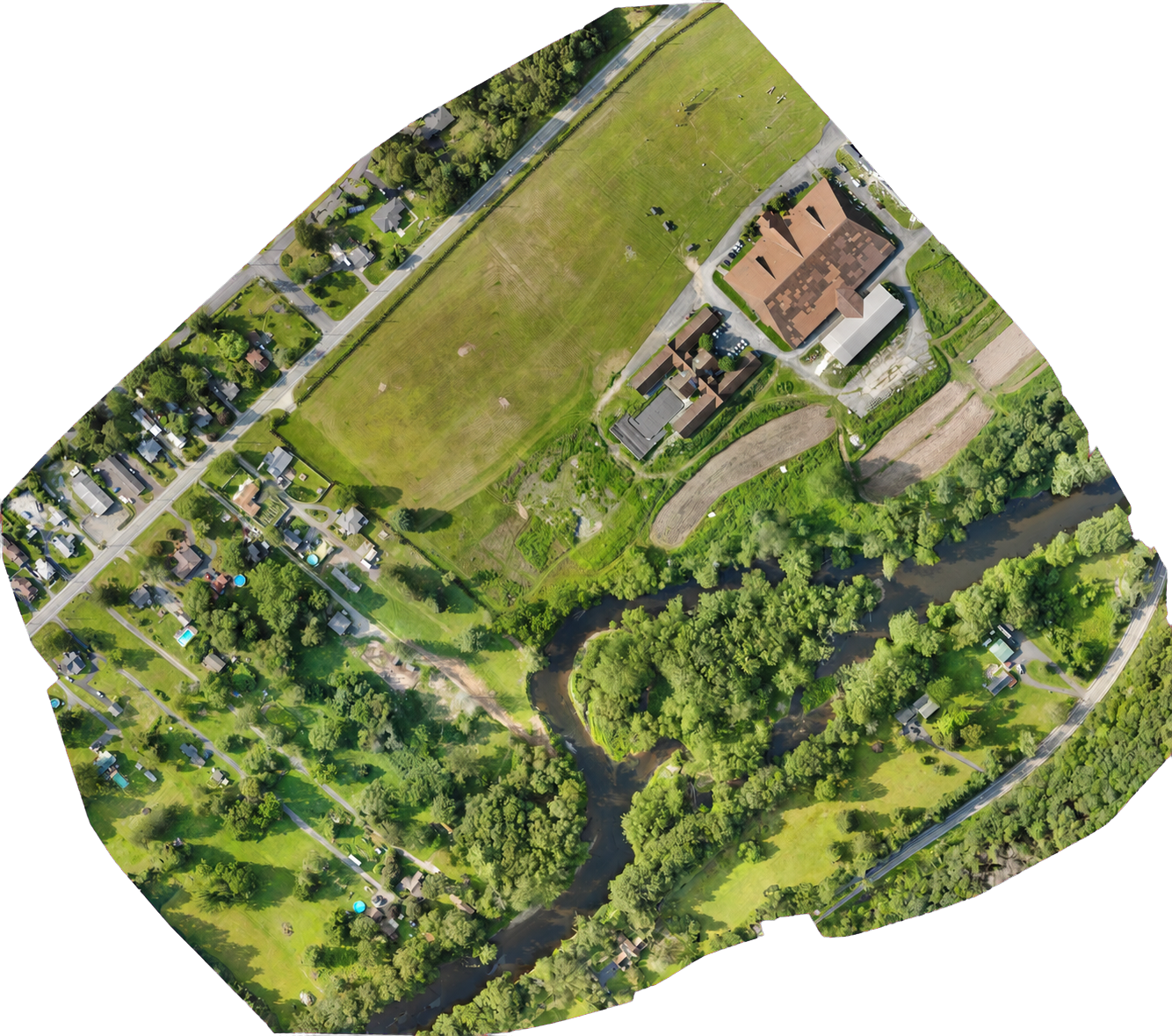 High-resolution drone orthophoto shown in its natural survey boundary
