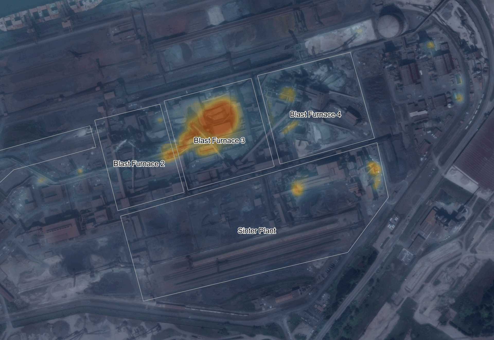 Satellite thermal image of a city